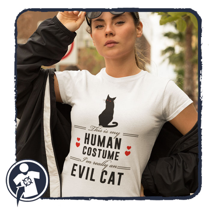 This is my human costume - Evil Cat - feliratos női póló