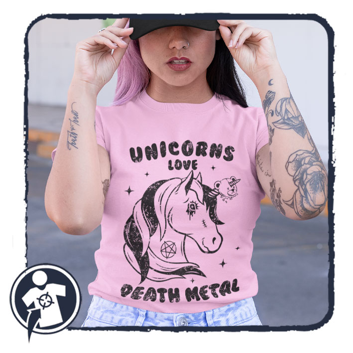 Unicorns love DEATH METAL - feliratos női póló
