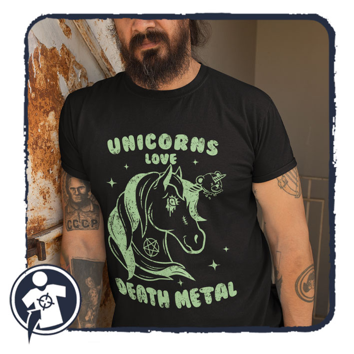 Unicorns love DEATH METAL - feliratos póló