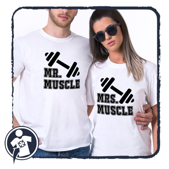 Mr & Mrs Muscle - páros póló - az edzés szerelmeseinek