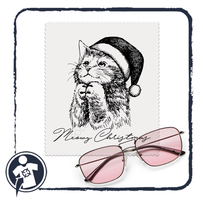 Szemüvegtörlő kendő - Meowy Christmas - cicás karácsonyi mintával