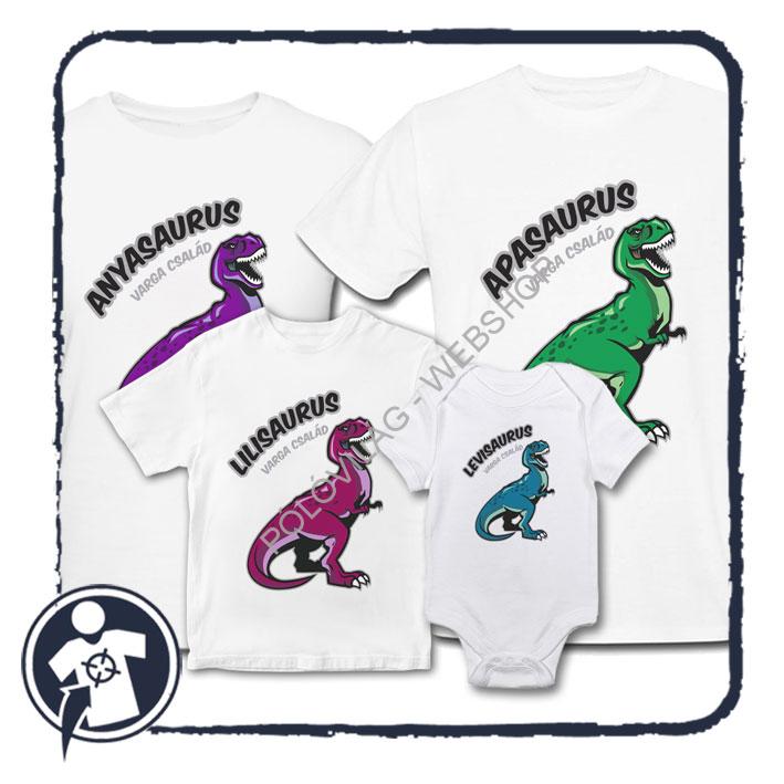 Dinoszauruszos családi szett - egyedi nevekkel és családnévvel