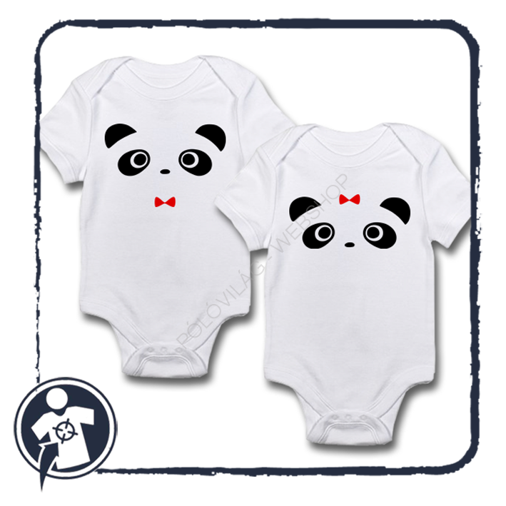 Cuki Pandamacis body/póló szett ikreknek