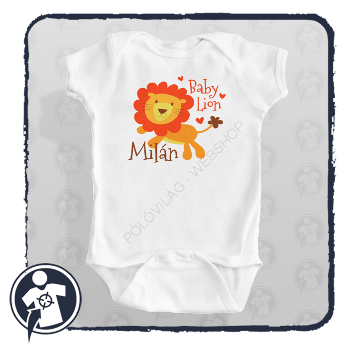 Baby Lion - feliratos oroszlános bababody / gy. póló - saját névvel