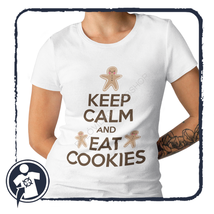 KEEP CALM and EAT COOKIES - feliratos karácsonyi női póló