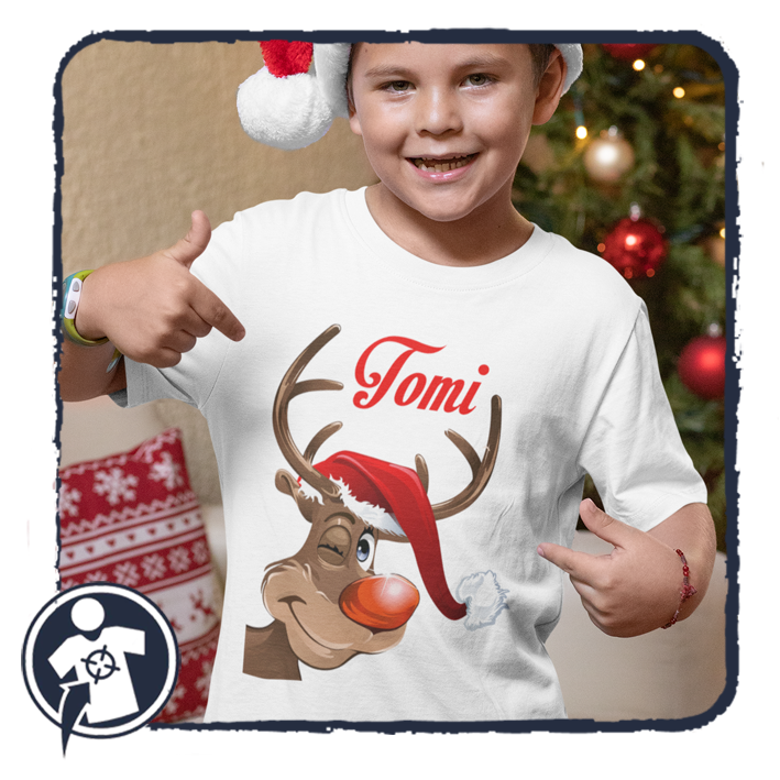 Kacsintós Rudolf mintájú karácsonyi body/ gy.póló - saját névvel