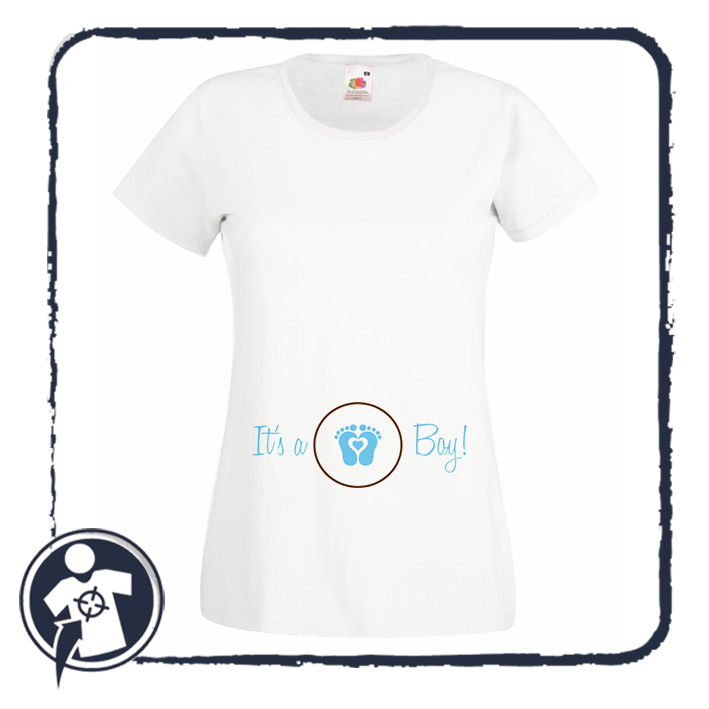 It's a boy! - feliratú cuki baba tappancs mintás női póló 