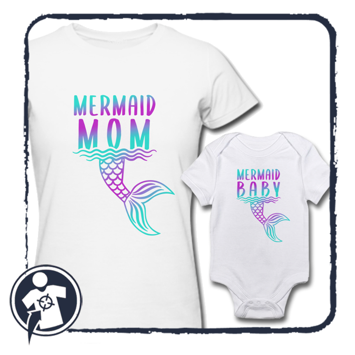 Mermaid Mom & Mermaid Baby  -  Sellős mintájú Anya - Lánya szett
