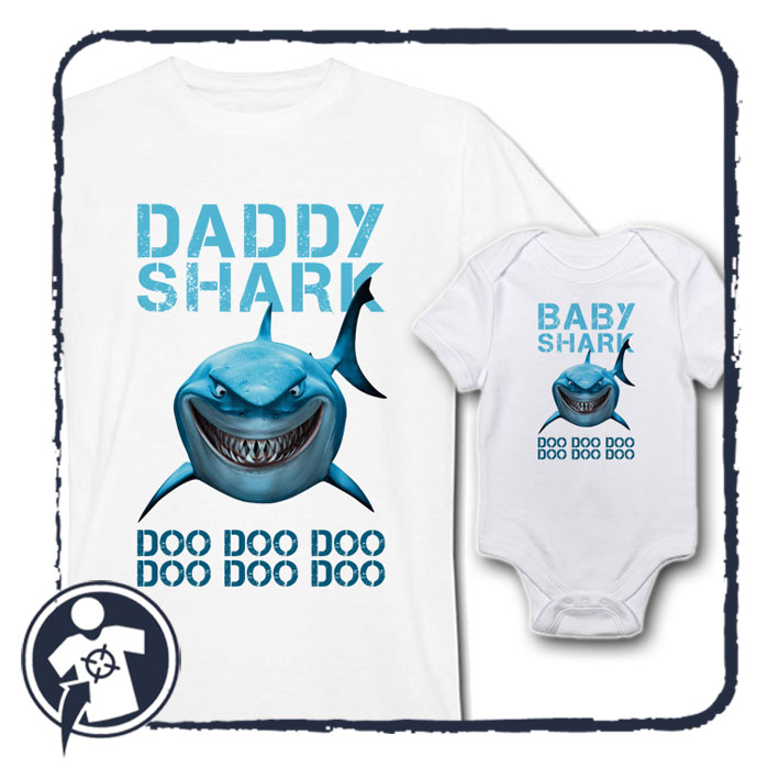 Daddy shark & Baby shark - cuki cápás Apa-fia / lánya szett