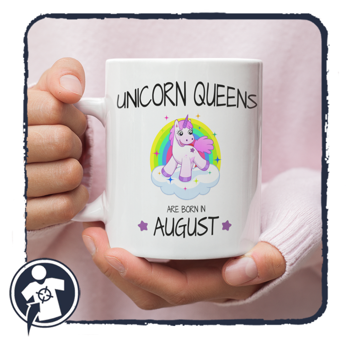 Unicorn Queens - választható hónappal - fehér kerámia bögre unikornissal