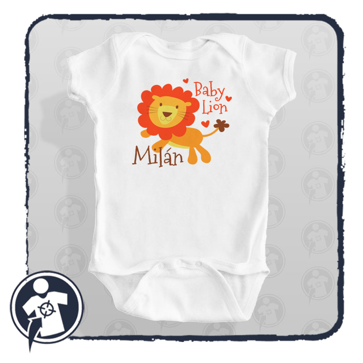 Baby Lion - feliratos oroszlános bababody / gy. póló - saját névvel