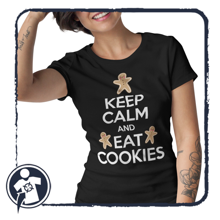 KEEP CALM and EAT COOKIES - feliratos karácsonyi női póló