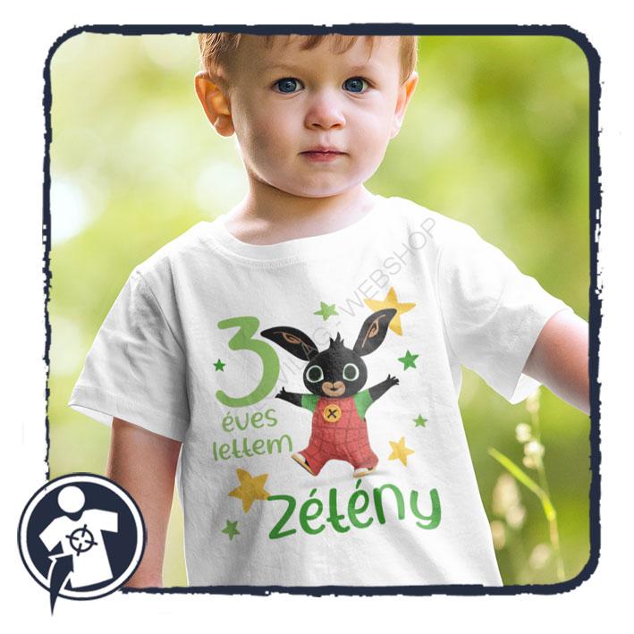 Nyuszi mesefigurás szülinapi body/póló, saját névvel