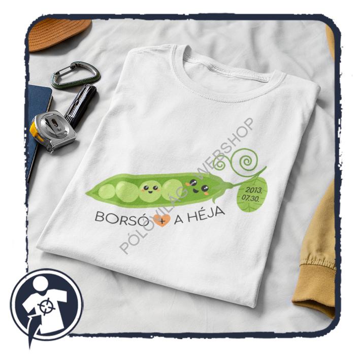 Borsó meg a héja - páros póló egyedi felirattal, dátummal